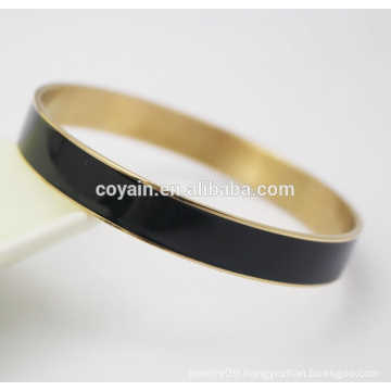 China Manufacture Gold Plated Hammered Unisex Enamel Stainless Steel Bracelet